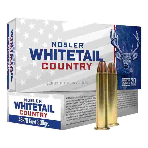 Nosler Whitetail Country rifle cartridges packaging