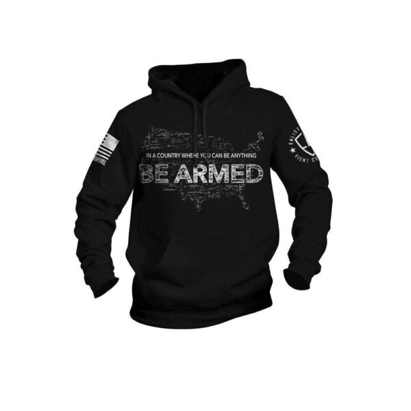 Black hoodie with patriotic text design
