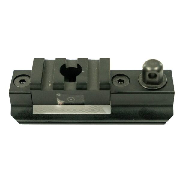 Black firearm accessory mounting rail component