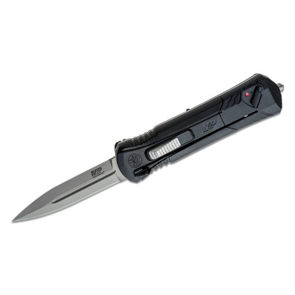 Stylish black folding knife with silver blade