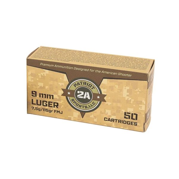 Box of 9mm Luger ammunition with 50 cartridges.