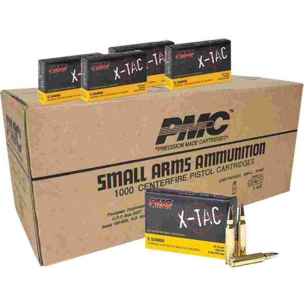 Box of PMC small arms ammunition in various calibers.