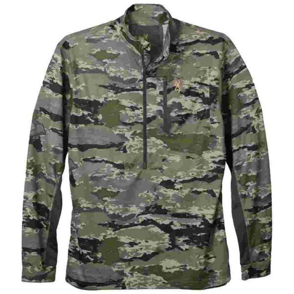 Green camo long-sleeve pullover shirt