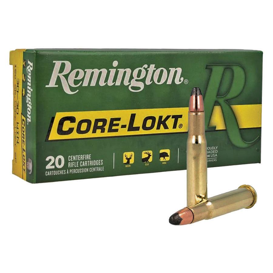 Box of Remington Core-Lokt rifle cartridges.