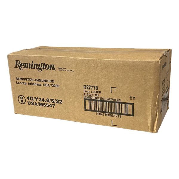 Remington 9mm Luger ammunition box packaging