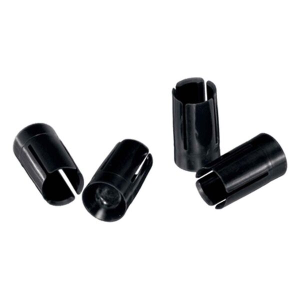 Four black plastic connectors for wiring.