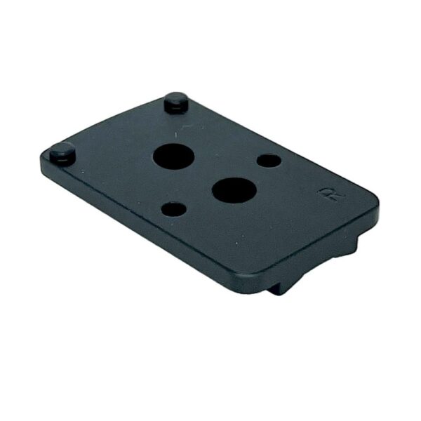 Black rectangular mounting plate with holes.