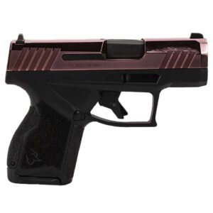 Compact handgun with ergonomic design and safety features.