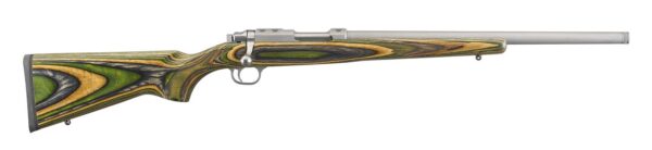Profile view of a modern rifle with wood stock.
