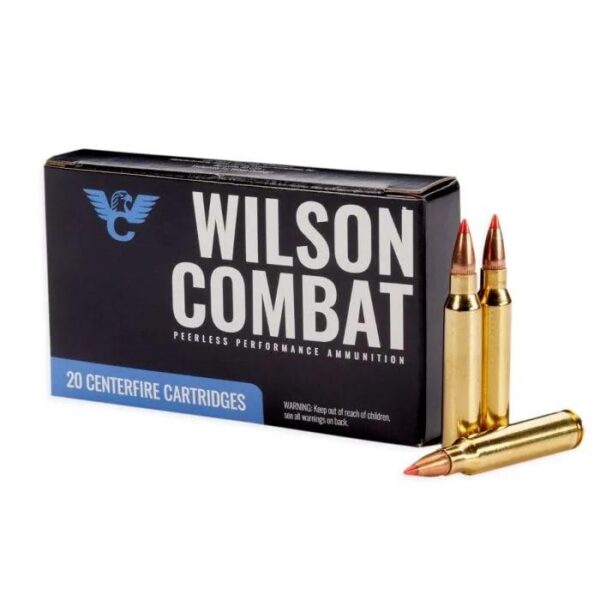 Box of Wilson Combat centerfire cartridges with bullets