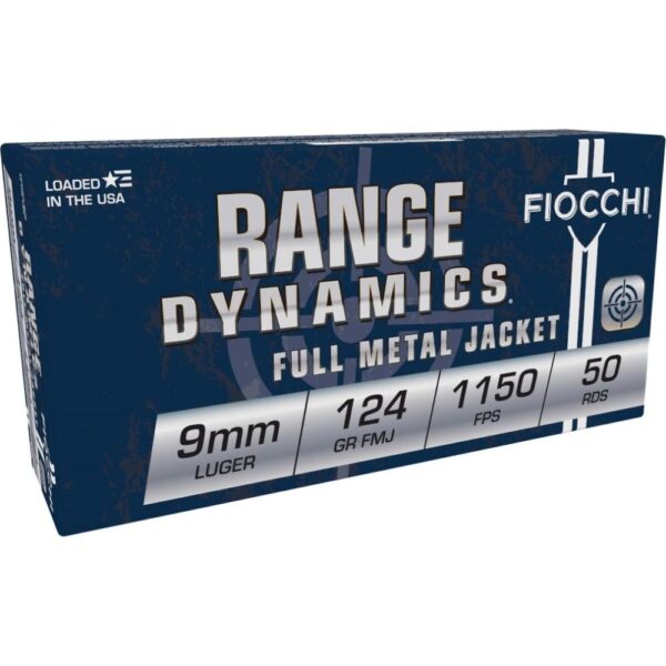 Box of 9mm full metal jacket ammunition, 50 rounds.