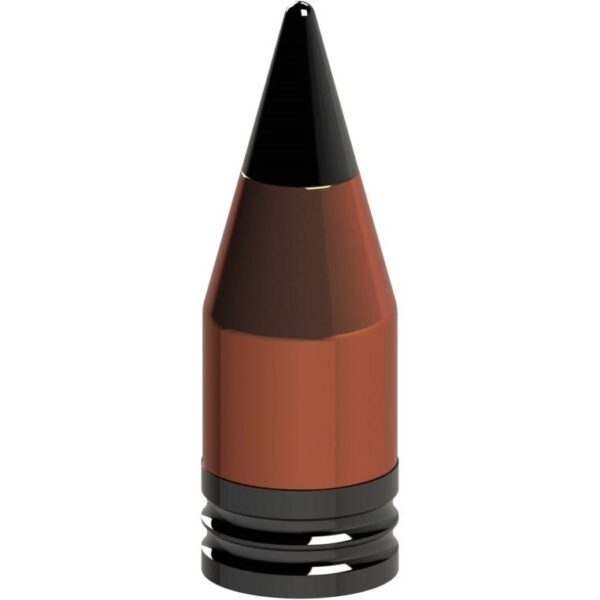 Close-up of a bullet with a pointed tip.