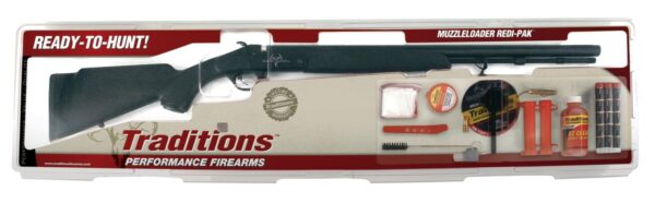 Muzzleloader hunting kit with essential accessories.