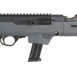 Modern gray semi-automatic rifle on white background