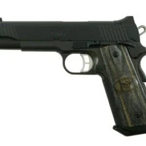 Black semi-automatic pistol on a white background.
