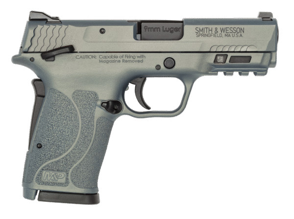 Smith & Wesson M&P Shield handgun on display.