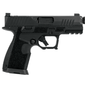 Compact 9mm handgun with textured grip.