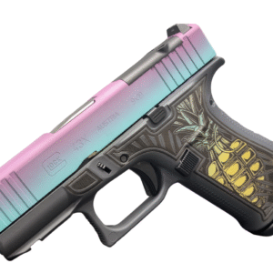 Stylish handgun with colorful pineapple design.