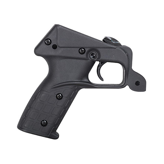 Black firearm trigger grip with textured surface