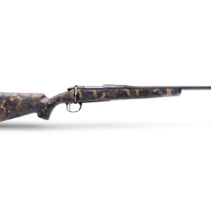 Side view of a modern hunting rifle.