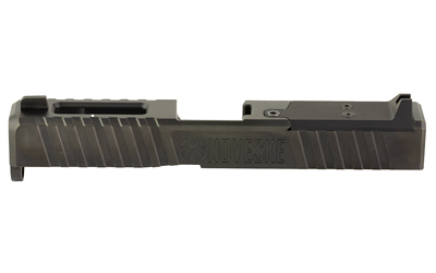 Black firearm slide with textured grip