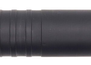 Black firearm suppressor with ridged surface