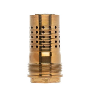 Close-up of a brass threaded object.
