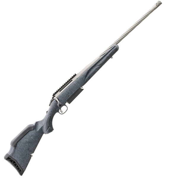 Side view of a modern hunting rifle.