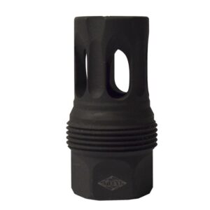 Black muzzle brake with unique vent design