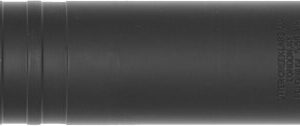Black firearm suppressor with ribbed design