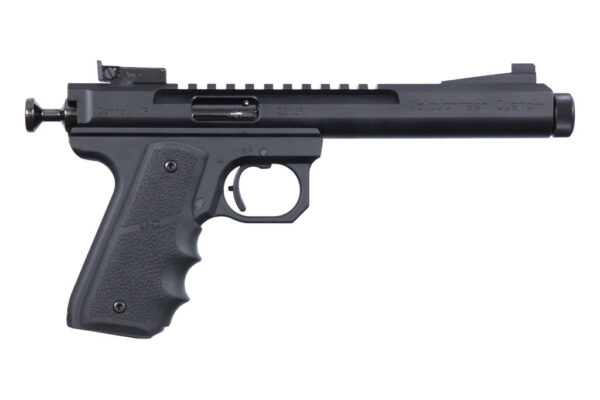 Black semi-automatic pistol with tactical features