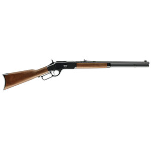Lever-action rifle with wooden stock and barrel.