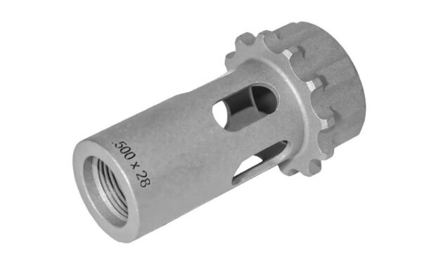 Metal muzzle brake with threaded design