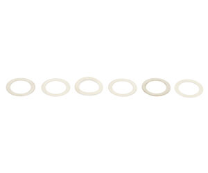 Eight circular rings arranged in a row.