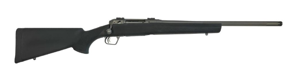 Side view of a black rifle.