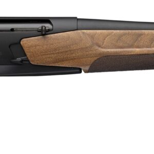 Side view of a sleek shotgun with wooden stock.