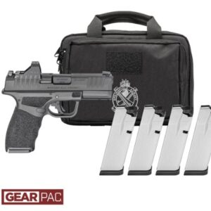 Handgun with magazine and carrying case