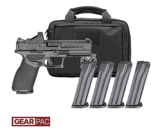 Handgun with four extra magazines and carrying case