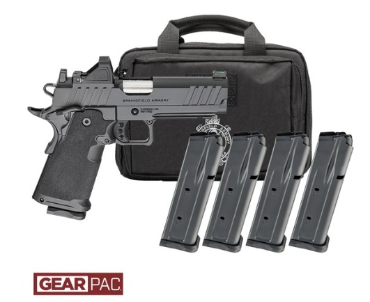 Springfield Armory pistol with four spare magazines