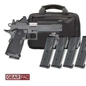 Handgun with magazine and carrying case