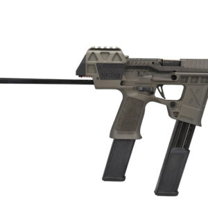 Modern firearm with sleek design and adjustable stock.