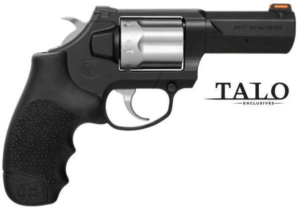 Black revolver gun with silver cylinder
