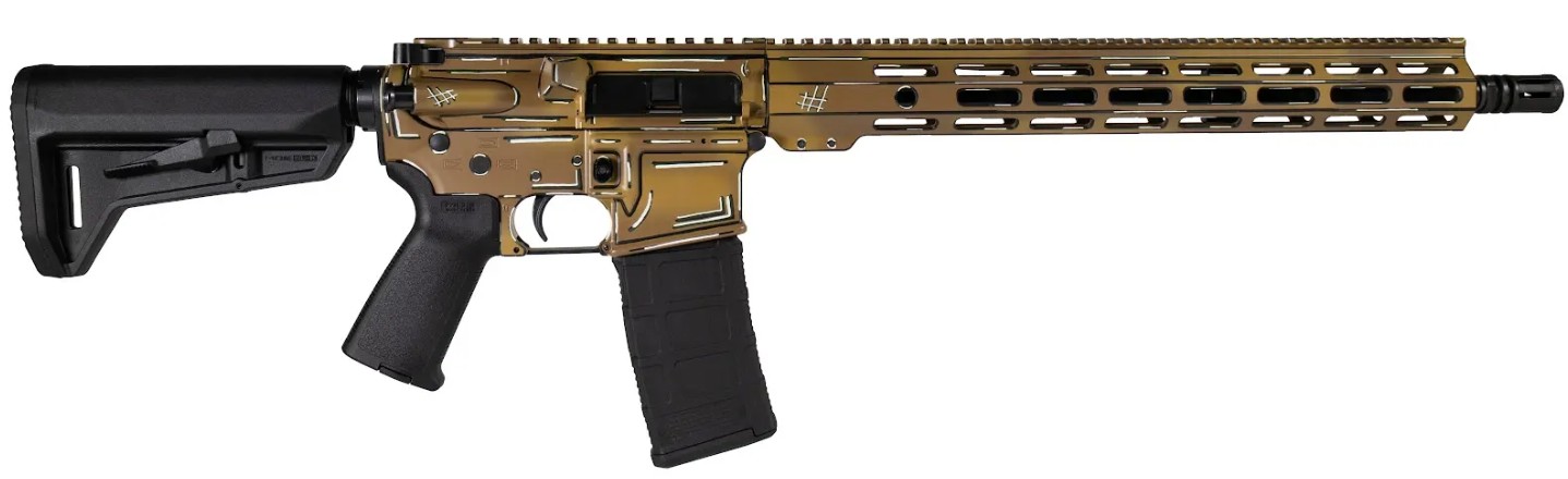 Stylized rifle with a modern design and finish.