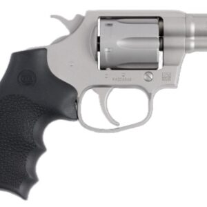 Compact stainless steel revolver with black grip