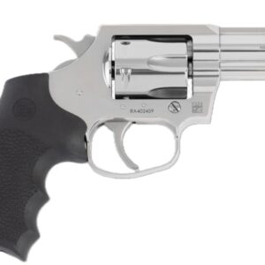 Stainless steel revolver with black grip
