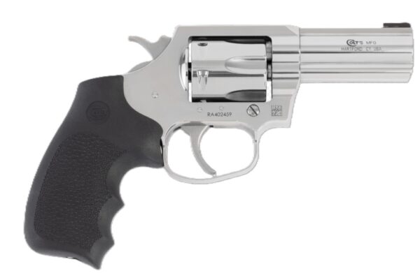 Stainless steel revolver with black grip