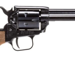 Revolver with engraved wooden grip featuring a portrait.