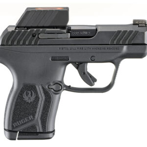 Side view of a black Ruger semi-automatic pistol.