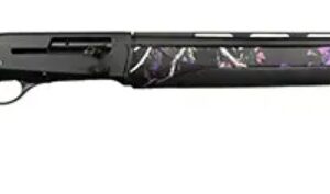 Black shotgun with purple camouflage design.