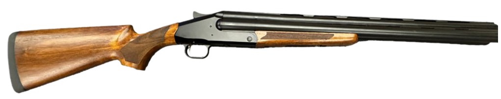 Side view of a wooden shotgun